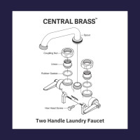 Central Brass Two Handle Laundry Faucet Heavy Duty Rough Brass 6" Reach Tube Swivel Spout, 0465
