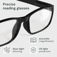 Gaoye Professional Reading Glasses for All Day - Computer Readers with Blue Light Protection - Value Pack B1-5 Pack Light Black 1.5 x