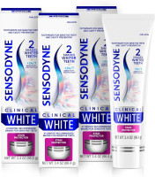 Sensodyne Clinical White Toothpaste Clinically Proven Whitening for Sensitive Teeth, Stain Protector, 3.4 oz x 3 Mint 3.4 Ounce (Pack of 3)