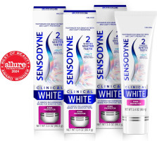 Sensodyne Clinical White Toothpaste Clinically Proven Whitening for Sensitive Teeth, Stain Protector, 3.4 oz x 3 Mint 3.4 Ounce (Pack of 3)
