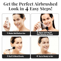 Jerome Alexander MagicMinerals AirBrush Foundation – 2 Piece Set with Airbrush Foundation and Kabuki Brush - Spray Makeup with Anti-aging Ingredients for Smooth Radiant Skin - Light Medium 04 Light Medium 1.8 Fl Oz (Pack of 1)