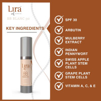Lira Clinical BB Cream - SPF 30 Tinted BB Cream with PSC & Vitamins - Full Coverage - 0.7 fl oz. (Blanc 30) 0.7 Fl Oz (Pack of 1) BB Blanc 30