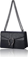 Aiqudou Crossbody Bag and Satchel Purse for Women - Fashion Snake Print Chain Purse Luxury PU Leather HandBag Black