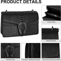 Aiqudou Crossbody Bag and Satchel Purse for Women - Fashion Snake Print Chain Purse Luxury PU Leather HandBag Black