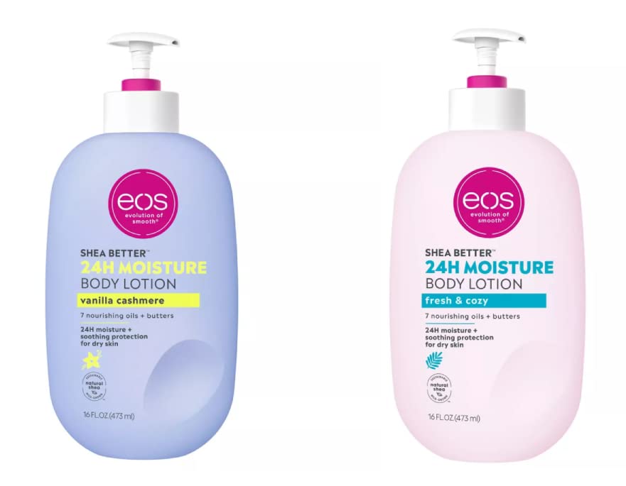 EOS Eos Shea Better Body Lotion - Vanilla Cashmere & Fresh Cozy | Bundle of two | 16 Oz 16.00 Fl Oz (Pack of 2)