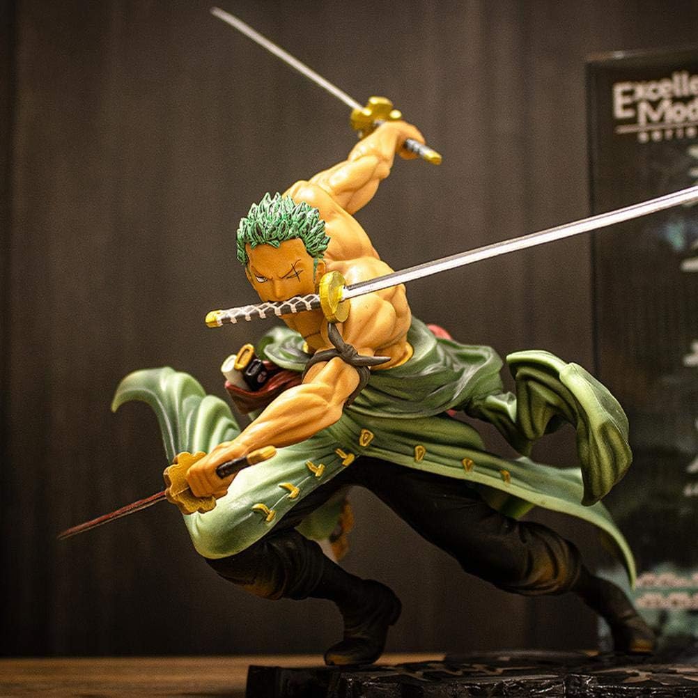 ariarly Roronoa Zoro One Piece Figure,Anime Figure Sauron Three Swords Zoro Statue Three Thousand World Zoro Figure Realistic Anime Character Model Ornament