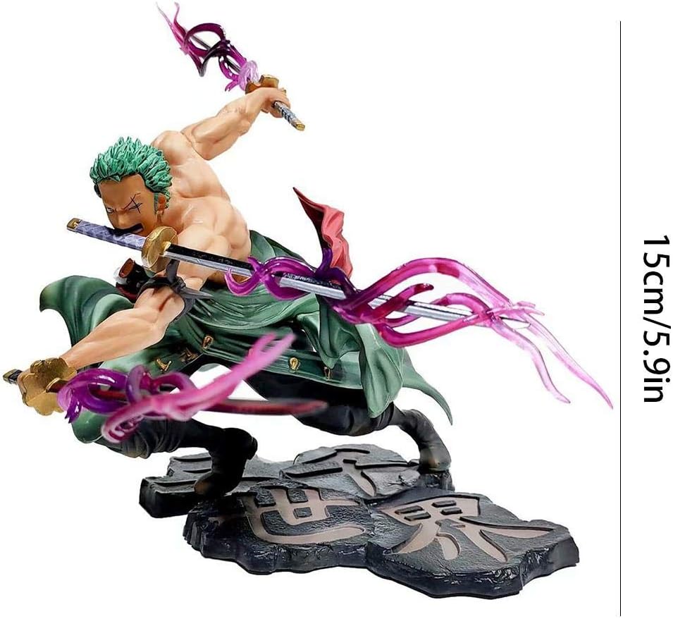 ariarly Roronoa Zoro One Piece Figure,Anime Figure Sauron Three Swords Zoro Statue Three Thousand World Zoro Figure Realistic Anime Character Model Ornament