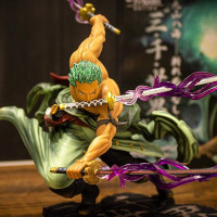 ariarly Roronoa Zoro One Piece Figure,Anime Figure Sauron Three Swords Zoro Statue Three Thousand World Zoro Figure Realistic Anime Character Model Ornament