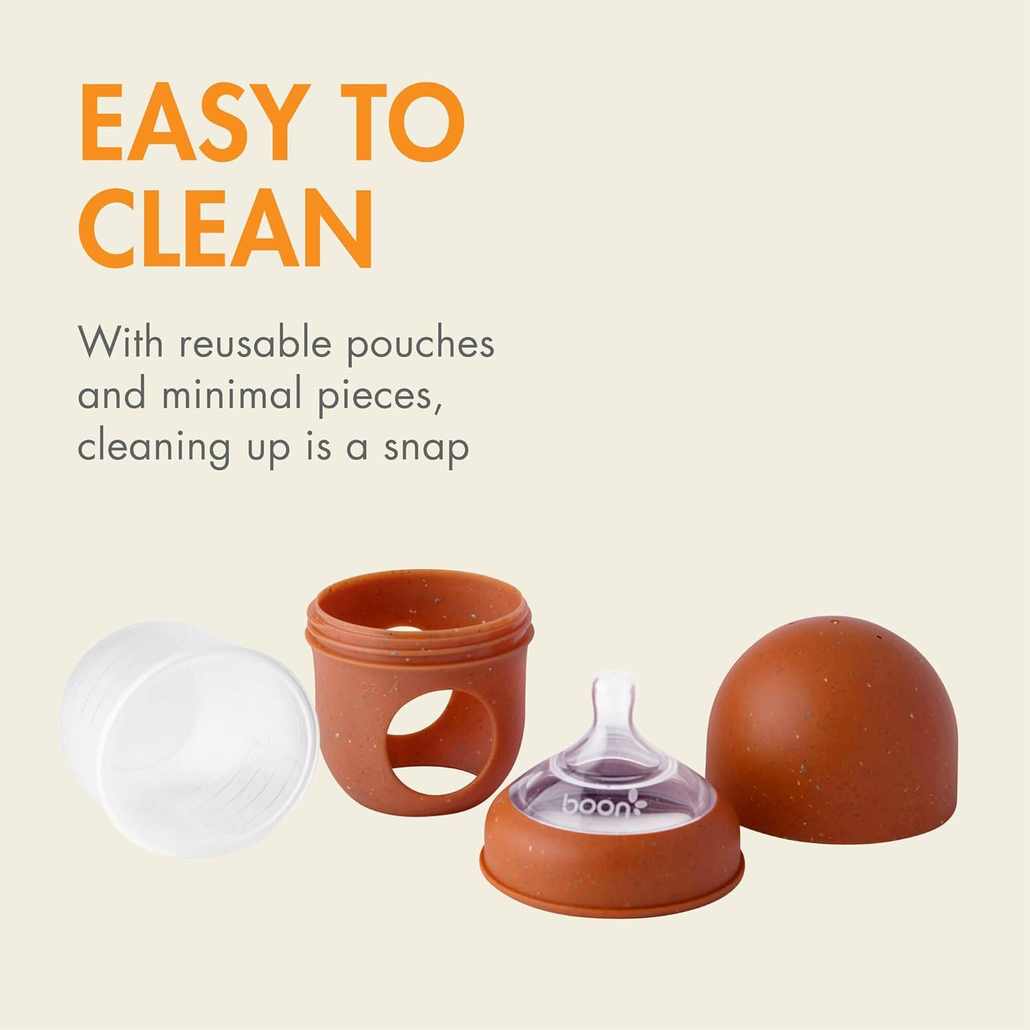 Boon Nursh Reusable Silicone Pouch Baby Bottles - Slow Flow Nipple - Silicone Baby Bottle Pouch and Nipple - Baby Feeding Essentials - Speckle - 0-3 Months - 3 Count - 4 Ounce Speckle 4 Ounce (Pack of 3)