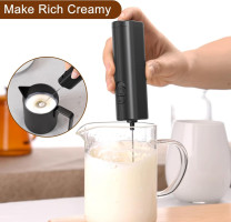 Milk Frother, Battery Operated Whisk Maker, Drink Mixer, Milk Frother Handheld for Coffee, Latte, Cappuccino, Matcha, Electric Milk Frother, Black