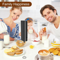 Milk Frother, Battery Operated Whisk Maker, Drink Mixer, Milk Frother Handheld for Coffee, Latte, Cappuccino, Matcha, Electric Milk Frother, Black