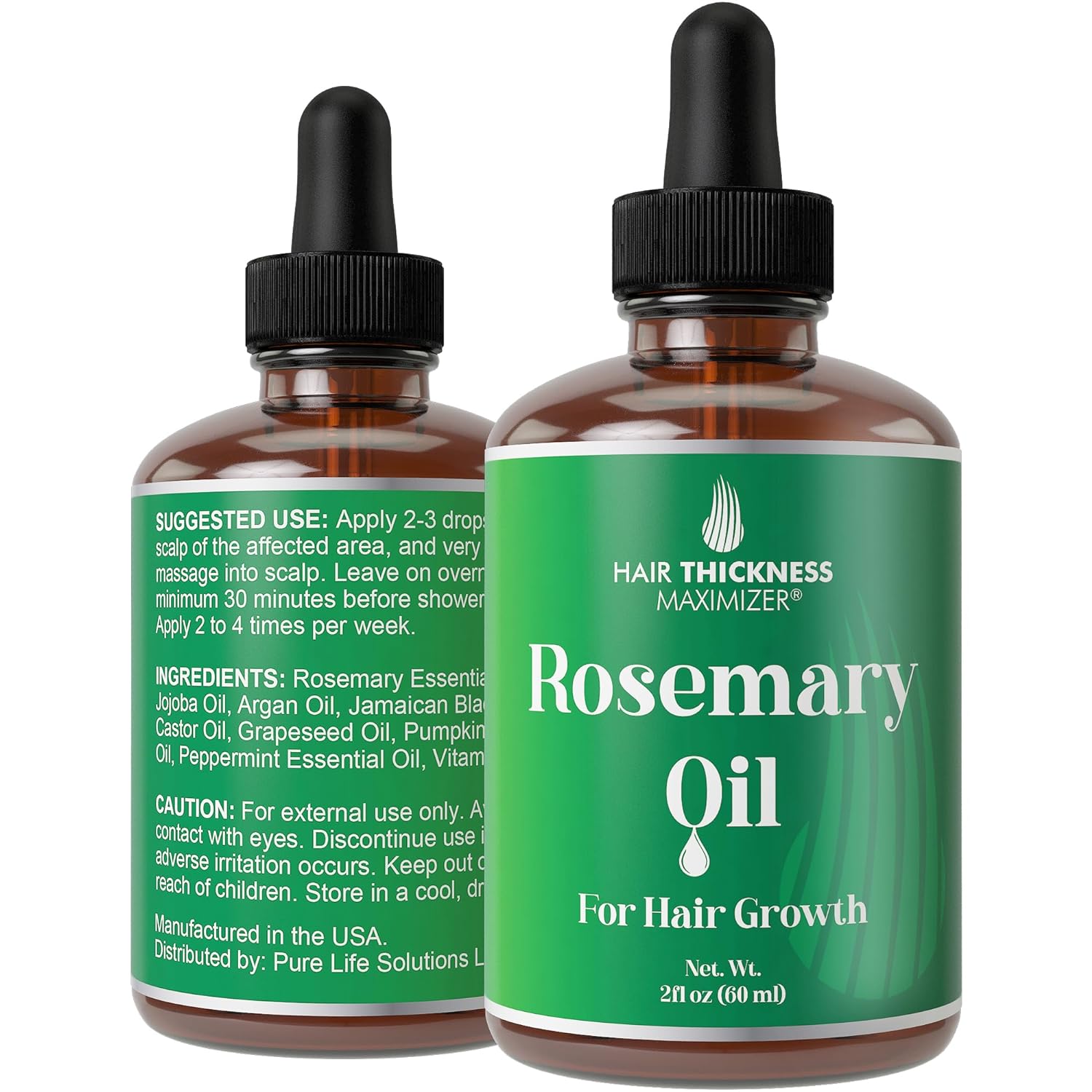 Rosemary Oil for Hair Growth For Men + Women - No Harsh Scent or Scalp Burn. Topical Treatment For Hair Loss Prevention, Hair Thickness, Regrowth. With Jojoba, Jamaican Black Castor, Peppermint 2oz 2.00 Ounce (Pack of 1)