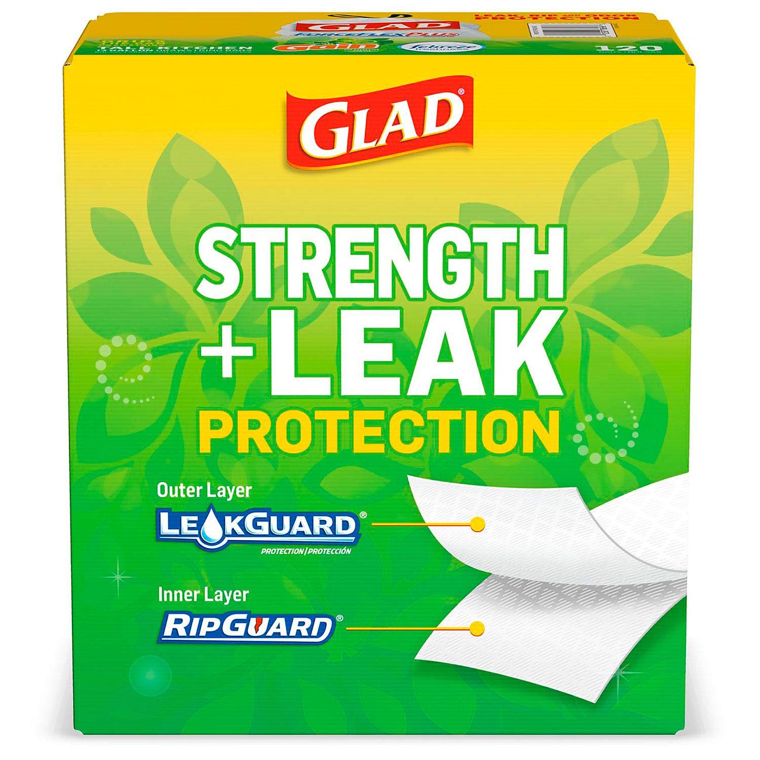 Glad Glad Forceflexplus 13-Gallon Tall Kitchen Drawstring Trash Bags 120 Ct