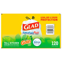 Glad Glad Forceflexplus 13-Gallon Tall Kitchen Drawstring Trash Bags 120 Ct