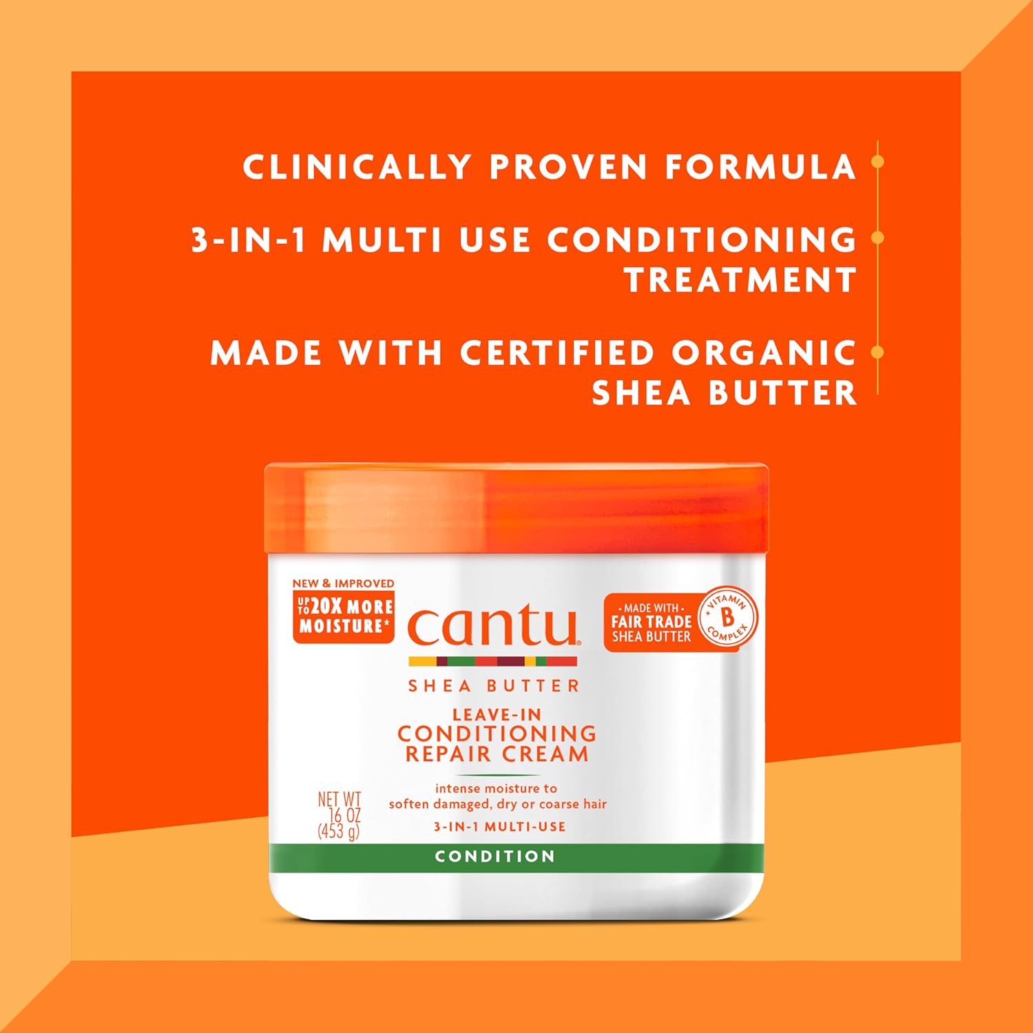 Cantu Leave-In Conditioning Repair Cream with Shea Butter, 16 oz (Pack of 2) 16 Ounce (Pack of 2)