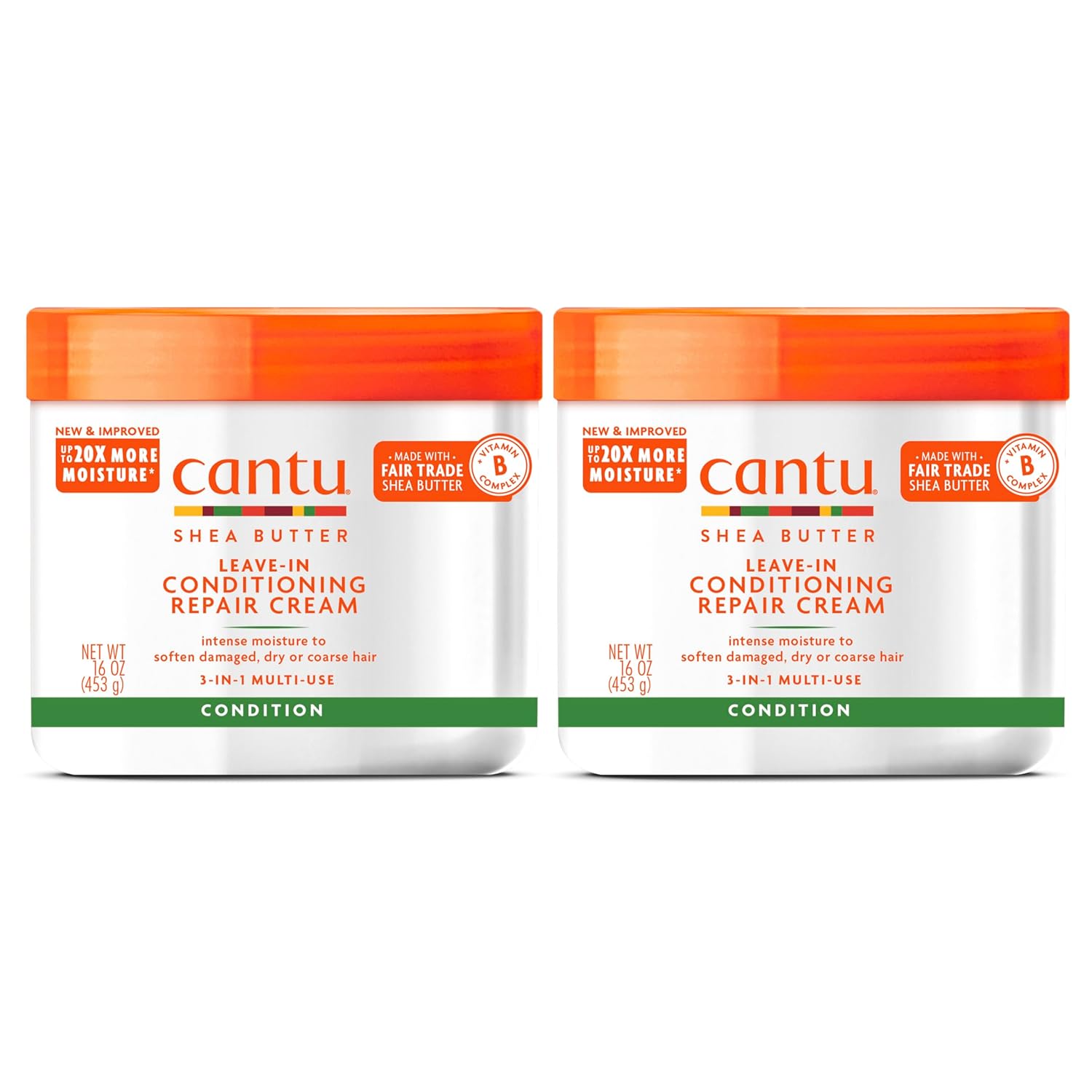 Cantu Leave-In Conditioning Repair Cream with Shea Butter, 16 oz (Pack of 2) 16 Ounce (Pack of 2)