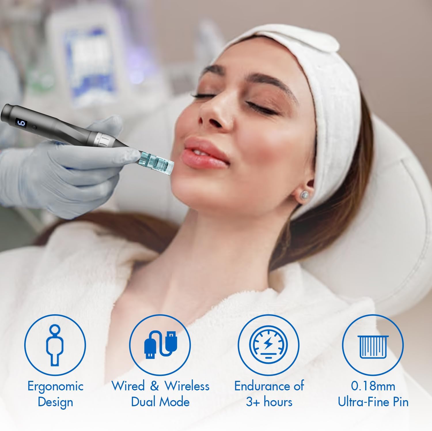 Berber's Treat Professional Wireless Microneedling Pen - with 22 Replacement Cartridges, Adjustable Micro Needling Pen for Home Use, 4pcs 16pin+4pcs 26pin+6pcs 36pin+6pcs 42pin+2pcs Nano.(Gray)