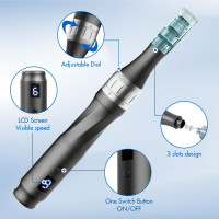 Berber's Treat Professional Wireless Microneedling Pen - with 22 Replacement Cartridges, Adjustable Micro Needling Pen for Home Use, 4pcs 16pin+4pcs 26pin+6pcs 36pin+6pcs 42pin+2pcs Nano.(Gray)