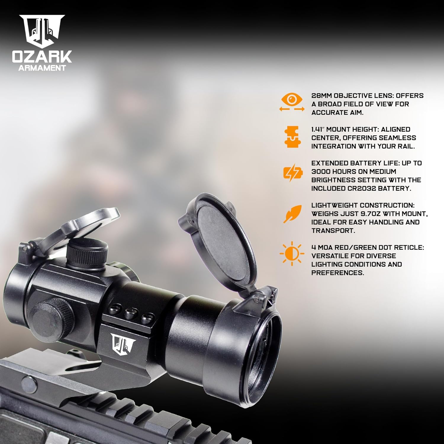 Rhino Red Dot Sight for Rifle - Shotgun Scope, 4MOA Rifle Red Dot Sight, Red Dot Scopes for Rifles & Shotgun Scopes with Green Dot Sight & Red Dot Optics for Rifles, Reflex Sight