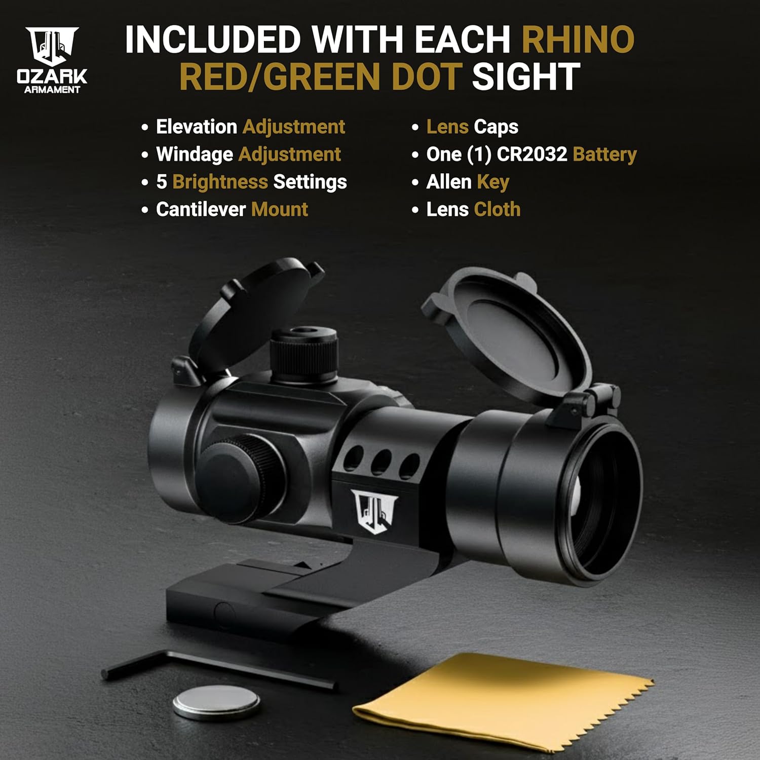 Rhino Red Dot Sight for Rifle - Shotgun Scope, 4MOA Rifle Red Dot Sight, Red Dot Scopes for Rifles & Shotgun Scopes with Green Dot Sight & Red Dot Optics for Rifles, Reflex Sight