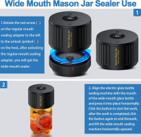 Electric Mason Jar Vacuum Sealer Kit for Wide Mouth and Regular Mouth Mason Jars Black