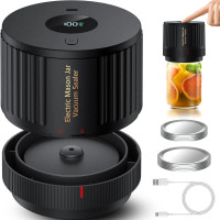Electric Mason Jar Vacuum Sealer Kit for Wide Mouth and Regular Mouth Mason Jars Black