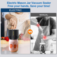 Electric Mason Jar Vacuum Sealer Kit for Wide Mouth and Regular Mouth Mason Jars Black