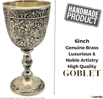 Wine Goblet Cup Solid Brass Embossed Royal Wine Goblet Handmade Vintage Medieval Decor Gothic Chalice Pack of 1