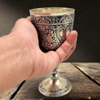 Wine Goblet Cup Solid Brass Embossed Royal Wine Goblet Handmade Vintage Medieval Decor Gothic Chalice Pack of 1