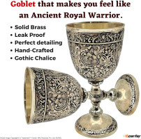 Wine Goblet Cup Solid Brass Embossed Royal Wine Goblet Handmade Vintage Medieval Decor Gothic Chalice Pack of 1