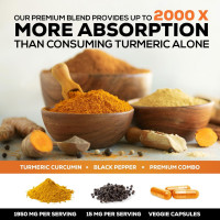 Turmeric Curcumin Supplement 1950mg - 95% Curcuminoids with Organic Turmeric & BioPerine Black Pepper Extract for Best Absorption, Nature's Vegan Joint Support, Non-GMO, Bottled in USA - 240 Capsules 240 Count (Pack of 1)