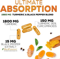 Turmeric Curcumin Supplement 1950mg - 95% Curcuminoids with Organic Turmeric & BioPerine Black Pepper Extract for Best Absorption, Nature's Vegan Joint Support, Non-GMO, Bottled in USA - 240 Capsules 240 Count (Pack of 1)