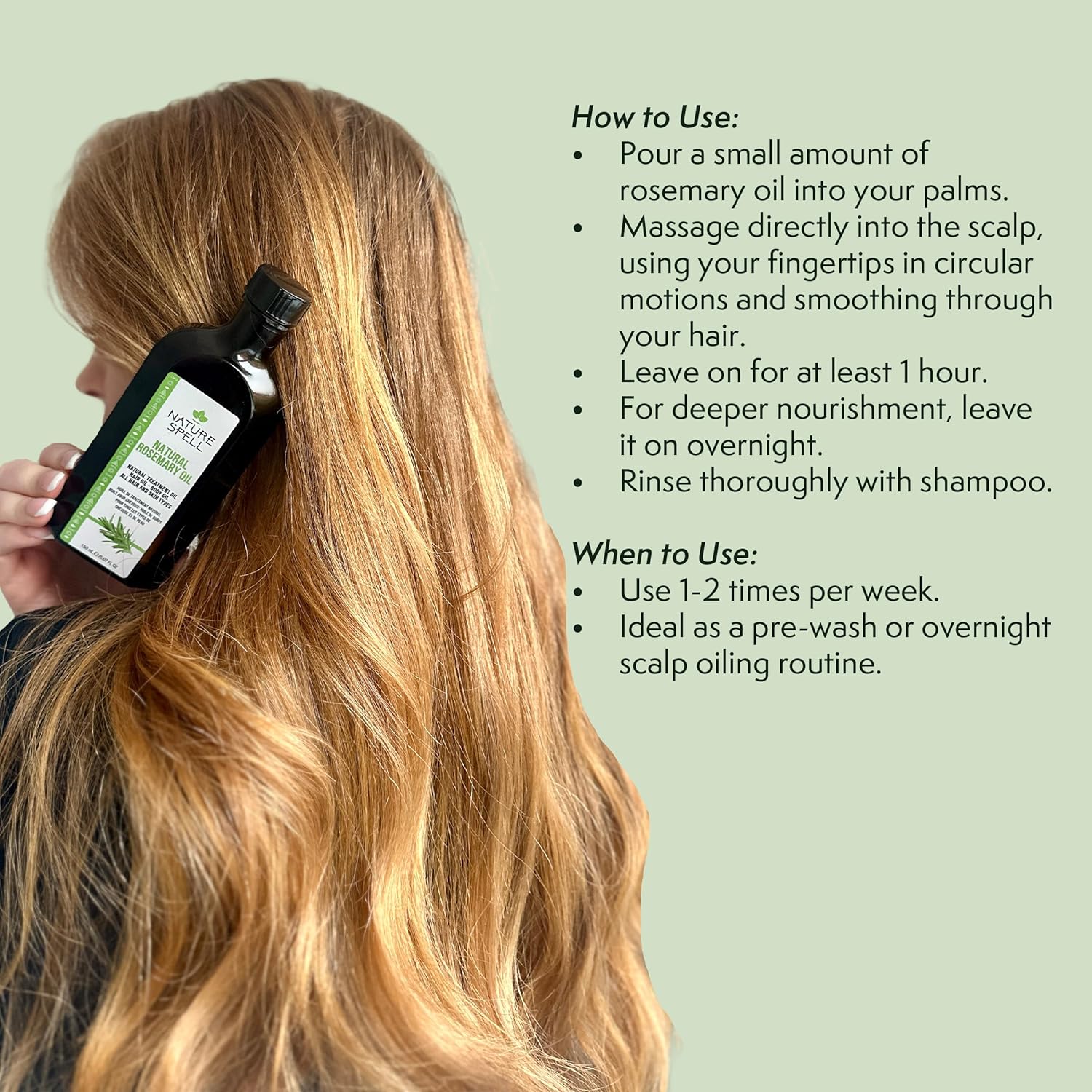 Nature Spell Rosemary Oil For Hair Growth, Pre-Diluted Hair & Scalp Oil Nourishes Dry, Damaged Hair, For Women & Men, 5.07 Fl Oz