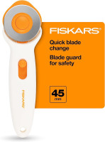 Fiskars 45mm Rotary Cutter for Fabric, Premium Steel Stick Fabric Cutter Cuts Through Multiple Layers, Right and Left Handed, Easy and Safe Blade Change, Arts and Crafts, Sewing and Quilting Tools Premium Stick 45mm Premium Steel Quick Blade Change SoftGrip Stick