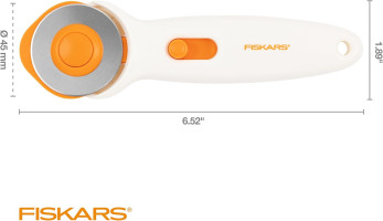 Fiskars 45mm Rotary Cutter for Fabric, Premium Steel Stick Fabric Cutter Cuts Through Multiple Layers, Right and Left Handed, Easy and Safe Blade Change, Arts and Crafts, Sewing and Quilting Tools Premium Stick 45mm Premium Steel Quick Blade Change SoftGrip Stick