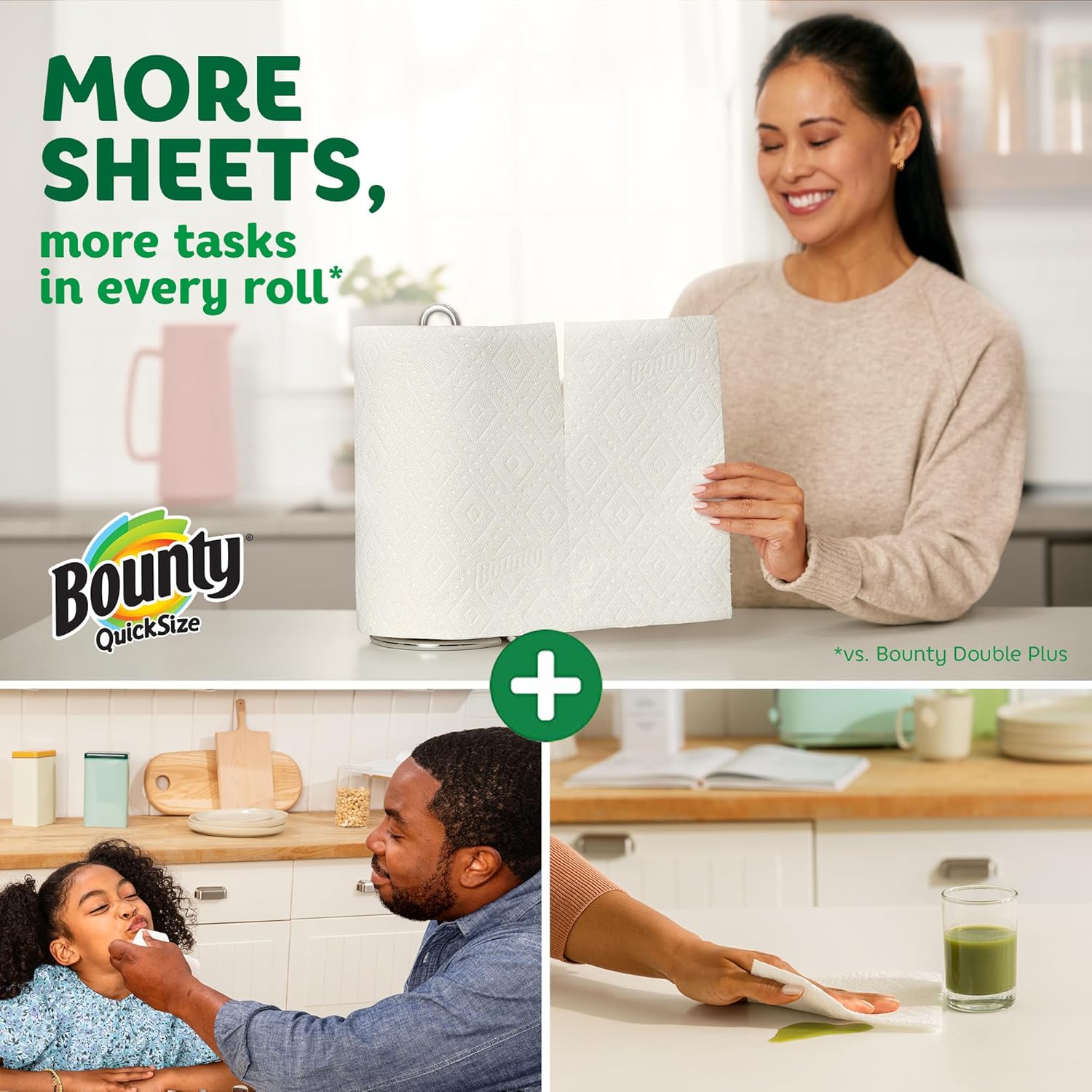 Bounty Quick-Size Paper Towels, White, 12 Family Triple Rolls = 36 Regular Rolls White 140 sheet (Pack of 12)