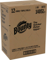 Bounty Quick-Size Paper Towels, White, 12 Family Triple Rolls = 36 Regular Rolls White 140 sheet (Pack of 12)