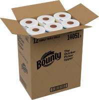 Bounty Quick-Size Paper Towels, White, 12 Family Triple Rolls = 36 Regular Rolls White 140 sheet (Pack of 12)