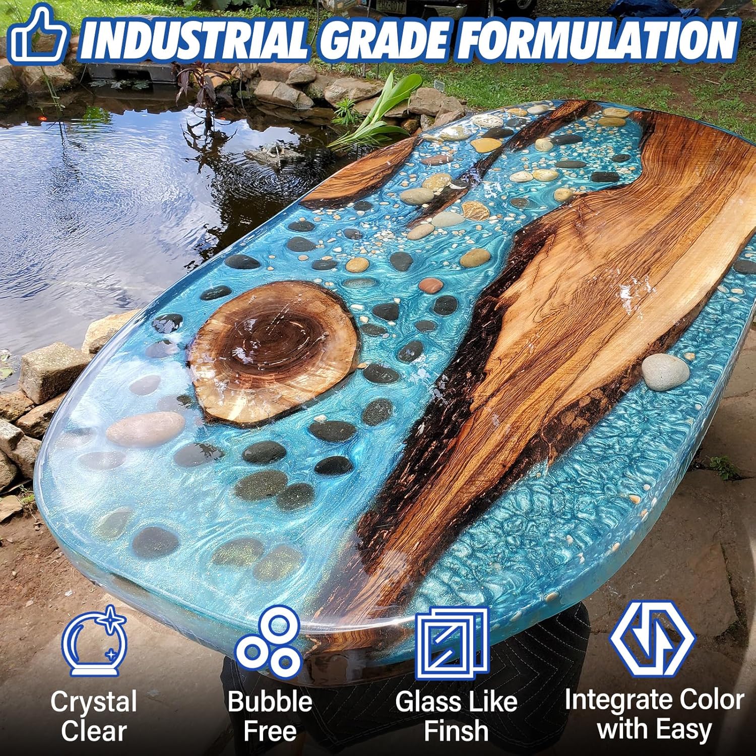 Shabebe Deep Pour Epoxy Resin 3 Gallon, Industrial Grade, Crystal Clear Epoxy Resin Kit for 2-4