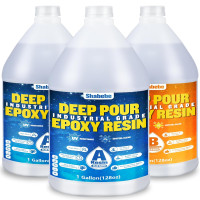 Shabebe Deep Pour Epoxy Resin 3 Gallon, Industrial Grade, Crystal Clear Epoxy Resin Kit for 2-4