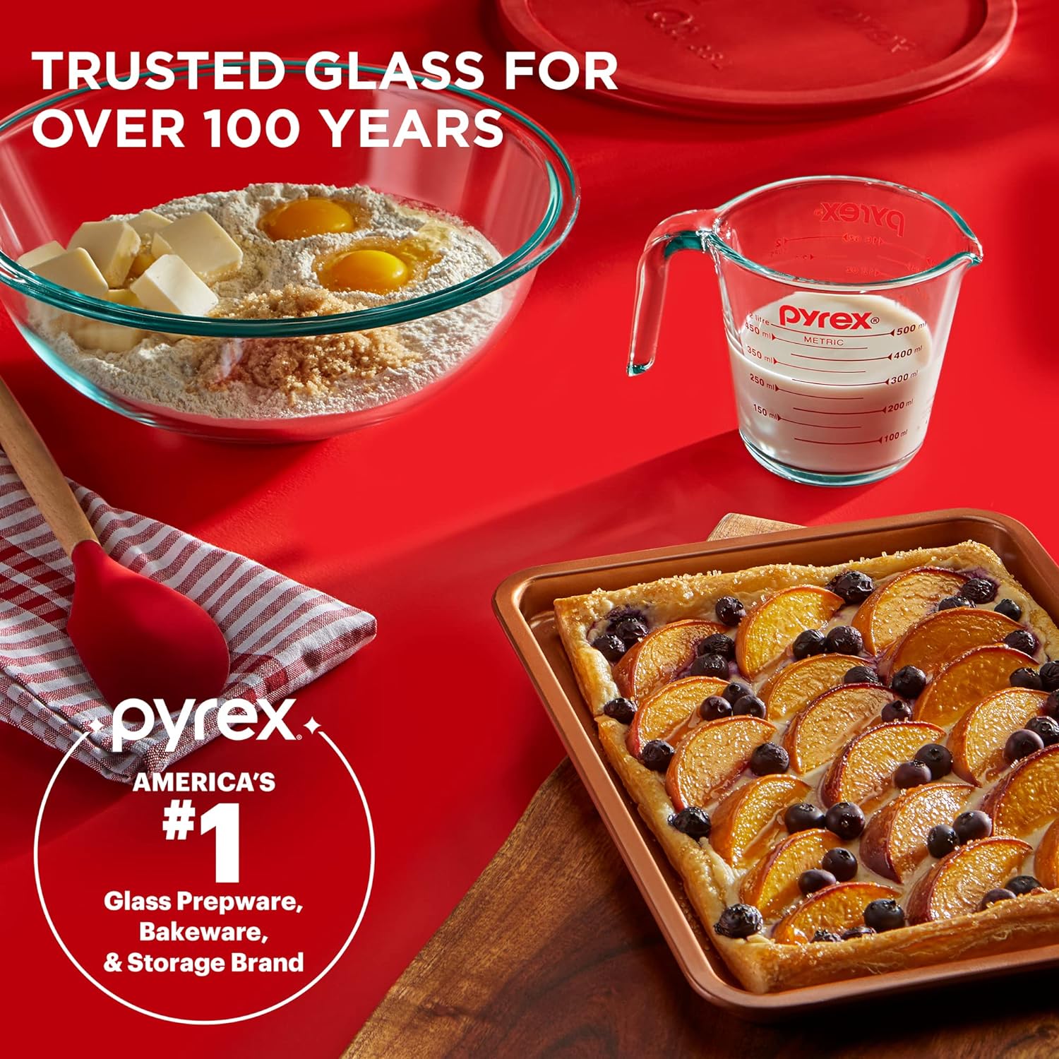 Pyrex 3 Piece Glass Measuring Cup Set, Includes 1-Cup, 2-Cup, and 4-Cup Tempered Glass Liquid Measuring Cups, Dishwasher, Freezer, Microwave, and Preheated Oven Safe, Essential Kitchen Tools