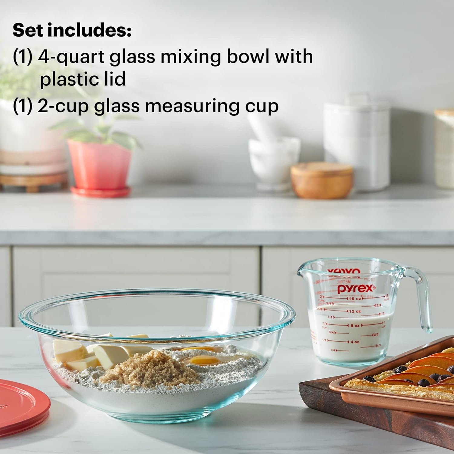 Pyrex 3 Piece Glass Measuring Cup Set, Includes 1-Cup, 2-Cup, and 4-Cup Tempered Glass Liquid Measuring Cups, Dishwasher, Freezer, Microwave, and Preheated Oven Safe, Essential Kitchen Tools