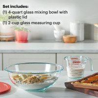 Pyrex 3 Piece Glass Measuring Cup Set, Includes 1-Cup, 2-Cup, and 4-Cup Tempered Glass Liquid Measuring Cups, Dishwasher, Freezer, Microwave, and Preheated Oven Safe, Essential Kitchen Tools