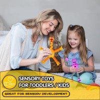 Robot Sensory Travel Toys 4Pcs for Toddlers Kid Boy Year Old Ages 3 4 5 6 7 8 9, Airplane Activities Suction Autism Pop Tube Fidget Toys Autistic Stocking Easter Basket Stuffer Valentine Gift for Kids 4 Robot