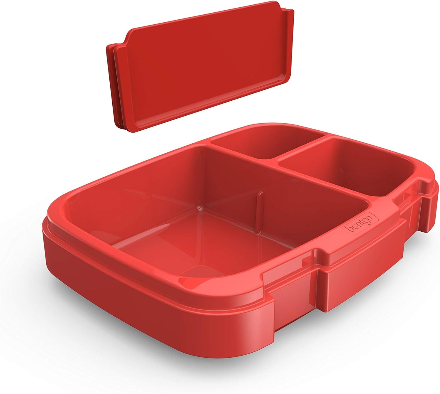 Bentgo Fresh Tray (Red) with Transparent Cover - Reusable, BPA-Free, 4-Compartment Meal Prep Container with Built-In Portion Control for Healthy At-Home Meals and On-the-Go Lunches