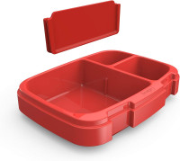 Bentgo Fresh Tray (Red) with Transparent Cover - Reusable, BPA-Free, 4-Compartment Meal Prep Container with Built-In Portion Control for Healthy At-Home Meals and On-the-Go Lunches