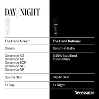 Nécessaire - The Hand Cream for Women & Men with 5 Ceramides & Peptides, Fragrance-Free Hand Lotion, Fast-Absorbing, Non-Greasy. - 2.2 fl oz.