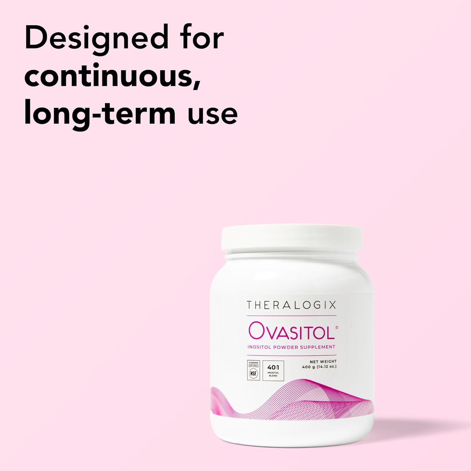 Theralogix Ovasitol Inositol Powder - 90-Day Supply - Myo-Inositol & D-Chiro Inositol for Hormone Balance & Ovarian Function Support* - NSF Certified - 400 g (180 Servings) 180 Servings (Canister)