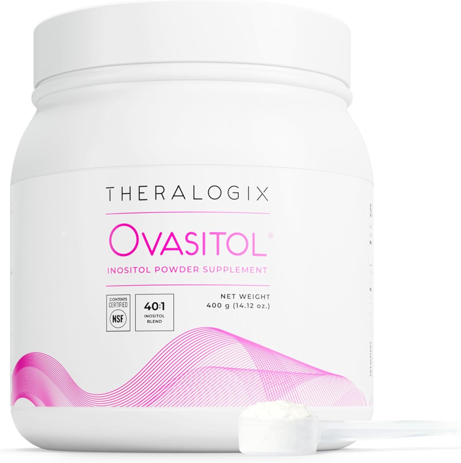 Theralogix Ovasitol Inositol Powder - 90-Day Supply - Myo-Inositol & D-Chiro Inositol for Hormone Balance & Ovarian Function Support* - NSF Certified - 400 g (180 Servings) 180 Servings (Canister)
