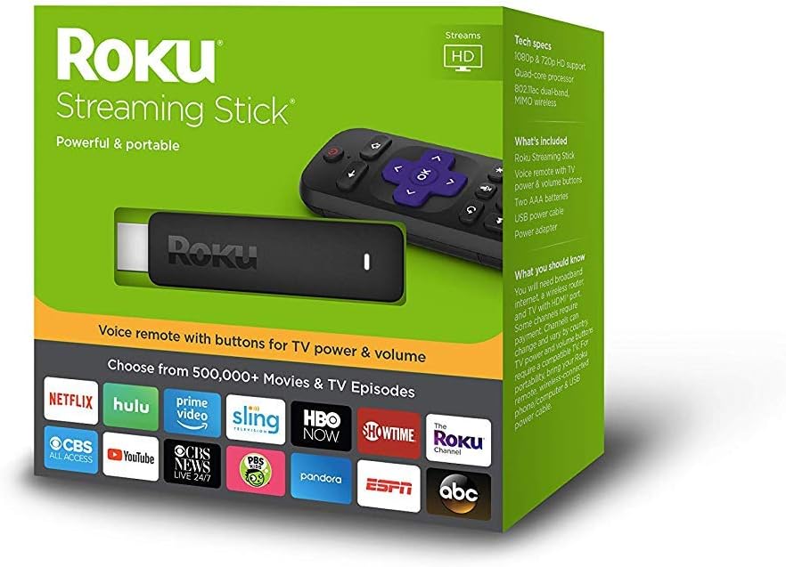 Roku 3800RW Streaming Stick GEN6 with Voice Remote - Black